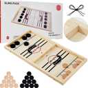 Fast Sling Puck Game - Fast Action Super Foosball Table Desktop Battle Slingshot Wooden Air Hockey Board Game - Fun for Family Game Night or Friends Party (Medium)
