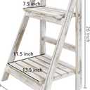MyGift 2 Tier Whitewashed Wood Plant Stand, Foldable Display Shelf, Medium
