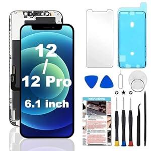 for iPhone 12/ 12 Pro Screen Replacement Kit 6.1 inch 3D Touch LCD Screen Display Digitizer Frame Assembly with Repair Tools