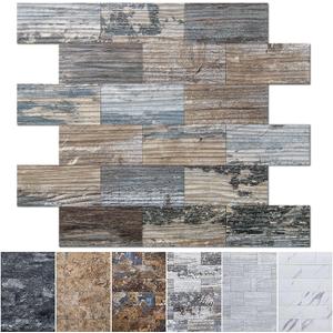 Art3d 10-Sheet Peel and Stick Backsplash PVC Wall Tile, Stickon Tile for Kitchen Backplash, Bathroom Vanities, Fireplace Decor, Laundry Table, Stair Decals in Spruce Grey Rustic, Plastic-Sheets (11.4"x13.5")
