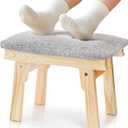11" Small Ottoman Foot Rest, Under Desk Foot Stool with Cushion Pad, Sturdy Footstool with Wood Leg, Extra Seating Footrest for Couch Sofa Living Room Bedroom Entryway Office, Easy Assembly
