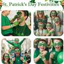 62Pcs St. Patrick's Day Accessories Party Favors Set - 10 Shamrock Glasses, 12 Green Beards, 10 Necklaces, Bracelets, Face Stickers & Tattoos - Irish Costume Decorations for Adults Kids Parade