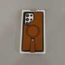 for Samsung Galaxy S25 Ultra Case Leather with Stand, Anti-Slip Shockproof Loop, Compatible with MagSafe, Magnetic Protective Galaxy S25 Ultra Leather Case (Brown, S25 Ultra-6.9inch)