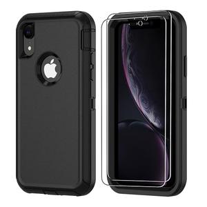 Jshru for iPhone XR Phone Case with [2 Pack] HD Screen Protector, [Military-Grade] 3-in-1 Heavy Duty Protective | Shockproof/Drop Proof/Dust Proof Full Body Protector for iPhone XR, Black