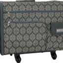 Everything Mary XL Flat-Top Rolling Sewing Machine Case Tan Geo Craft Bag with Wheels Portable Organizer for Sewing, Scrapbooking, Quilting & Craft Supplies