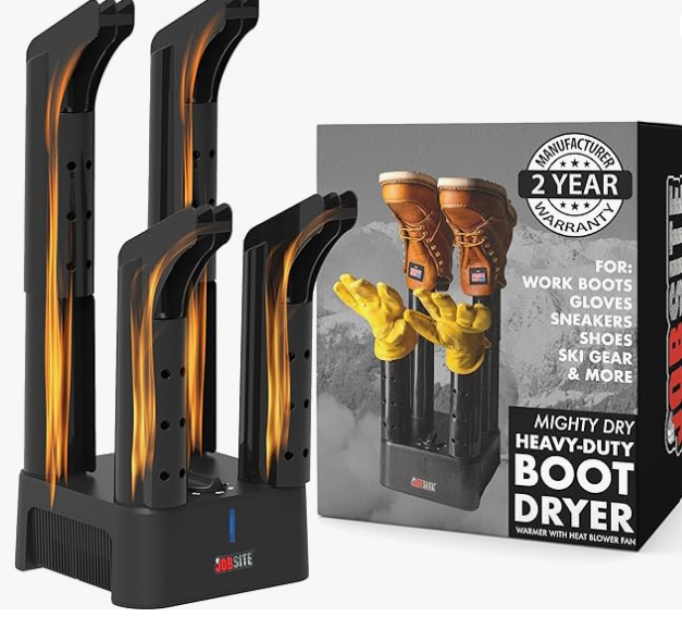 JobSite Boot Dryer  Mighty Dry with Heat Blower Fan  Fast Glove & Shoe Dryer  Helps Reduce Odor