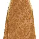 BTFBM Women's Summer Dress Sleeveless Spaghetti Strap Midi Dress Sexy Cowl Neck Floral Cocktail Dress Party Dresses (Large, Brown)