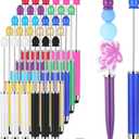Qilery 30 Pcs Beaded Pens with Stylus Tips Plastic Beaded DIY Stylus 2-in-1 for Rubber Touch Screen Handwriting Ballpoint Pen 1.0mm, Black Ink, Office Supplies(Colorful)