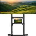 Heavy-Duty Rolling TV Stand for 55100" Screens Supports 165 lbs, Stable Mobile TV Cart with Shelf & Locking Wheels, Floor TV Stand, Max VESA 800x600mm, Black
