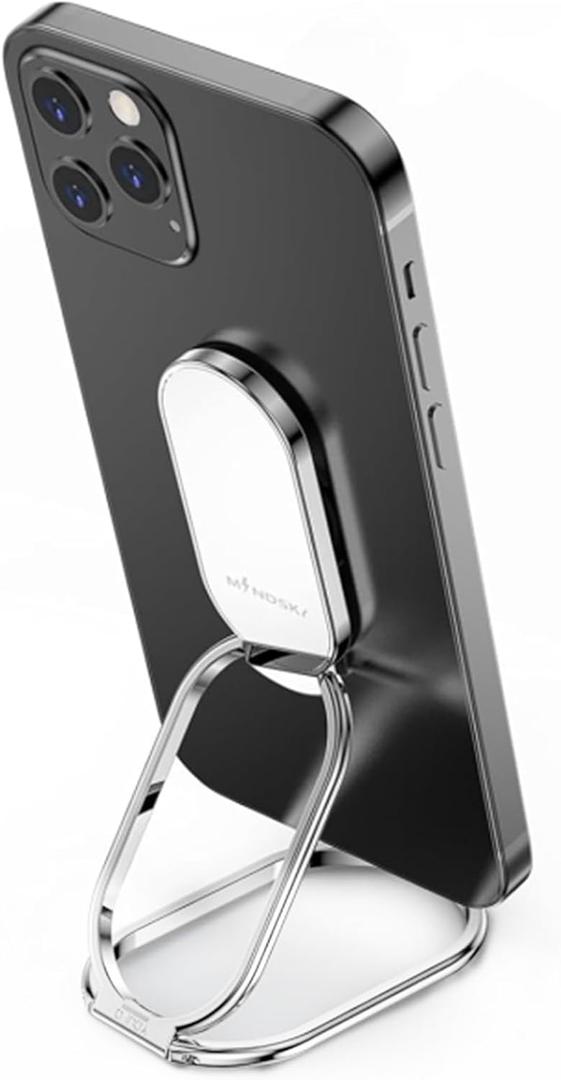 Phone Ring Holder Finger Kickstand 360Rotation Cellphone Back Grip Foldable Cell Phone Stand for Desk Compatible with iPhone iPad Smartphones Tablets (Silver)