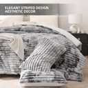 Smoofy Fluffy Queen Size Comforter Set 3 Pieces - Tie-dye Grey Fleece Fluffy Comforter Set, Luxury Fuzzy Queen Bedding Set, Soft Warm Bed Set All Season, Heavy Faux Fur Comforter with 2 Pillow Cases