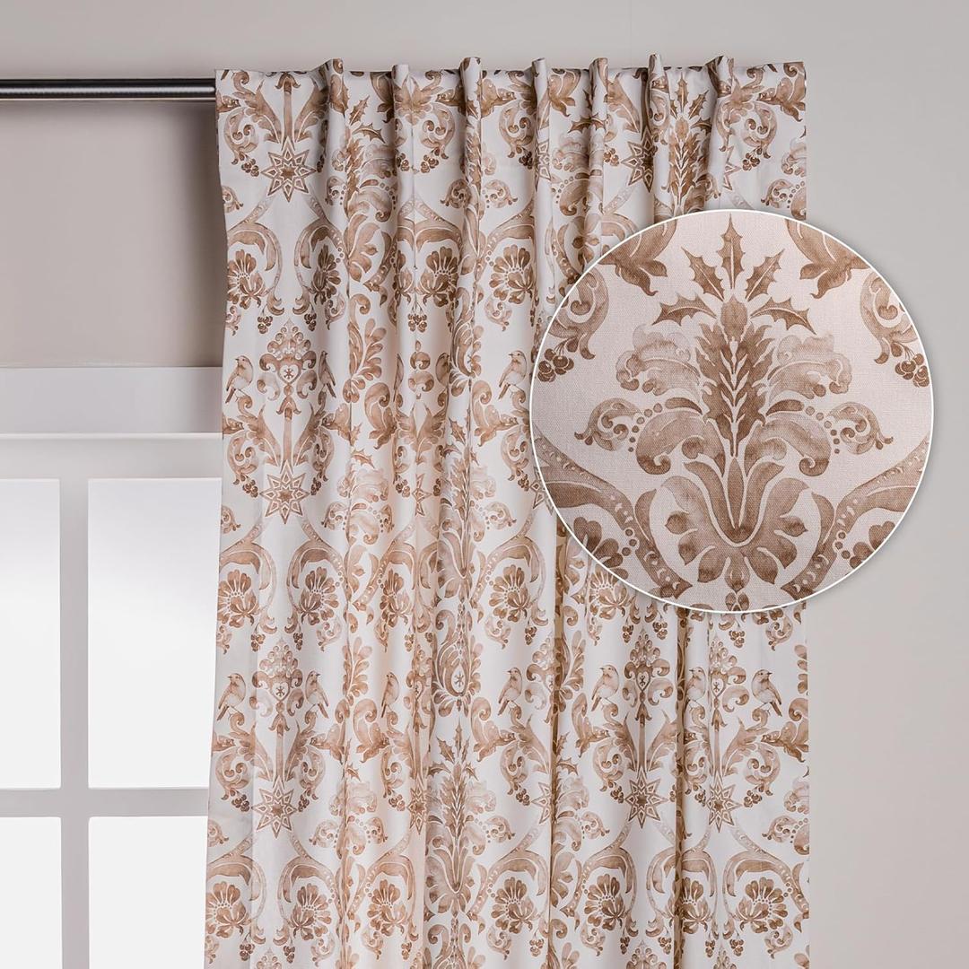 Maison d' Hermine Curtains for Living Room 100% Cotton 96 inch Length One Panel Light Filtering Curtains for Windows with Rod and Loop Pockets Gifts for Mothers Day (Allure, 50" W x 96" L)