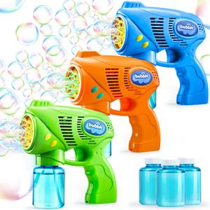 JOYIN 3 Bubble Guns Kit with 3 Solutions for Kids, Bubble Blaster for Summer Toy, Party Favors, Birthday, Outdoor & Indoor Activity, Birthday Gift (Solid)