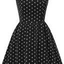 Belle Poque Womens Short Black Dress Vintage Polka Dot Dress Homecoming Graduation Flowy Swing A Line Dresses M, Black