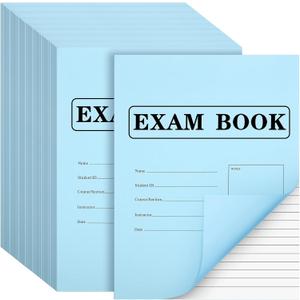 100 Pack Books in Blue Color, 8.5" x 11" Blue Exam Books, 8 Sheets 16 Pages, Wide Ruled Saddle Stitched Examination Notebooks for School Test Business Office