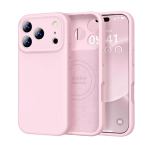 Vooii Magnetic for iPhone 17 Pro Case, Compatible with Magsafe (Premium Liquid Silicone) (Integrated Camera Control Button) Full Body Protective Anti-Scratch Microfiber Lining 6.3", Chalk Pink