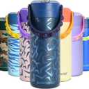 Elemental Insulated Kids Water Bottle, Stainless Steel Water Bottle with Straw Lid & Pop-It Handle, Leak-Proof Water Bottles for School, Boys or Girls, Travelling and Sports, 18oz - Dark Patterns