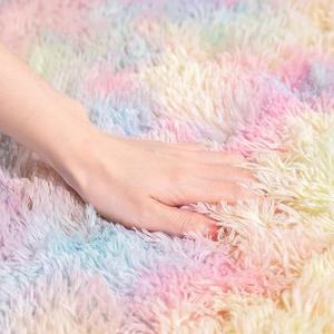 Soft Rainbow Area Rugs for Girls Room, Fluffy Girls Bedroom Rugs, Princess Rug, Cute Colorful Carpet for Kids Teens Nursery Toddler, Pink,  72X48"