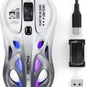 Tri-Mode Wireless Mouse (2.4G/Bluetooth/Wired), Hollow Design, RGB, 4800 DPI, Rechargeable Type-C for Mac/Laptop/iPad (Gaming/Office) - White & Gray Gradient