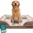 Furhaven Orthopedic Dog Bed for Large Dogs w/ Removable Bolsters & Washable Cover, For Dogs Up to 95 lbs - Plush & Velvet Waves Perfect Comfort Sofa - Brownstone, Jumbo/XL