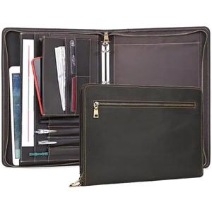 Zippered Padfolio Organizer, Leather Planner Binder, 12.9 Inch Portfolio Folder for Documents, Letter Size Business Card Tablet Document Holder for Men&Women
