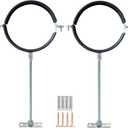 2 Sets Premium 3 Inch Adjustable Pipe Metal BracketHeavy Duty Galvanized Iron Stove Pipe Hanger StrapWall Support Chimney Round Split Ring Dryer Vent Hose Duct PVC Holderwith All Mounting Screws