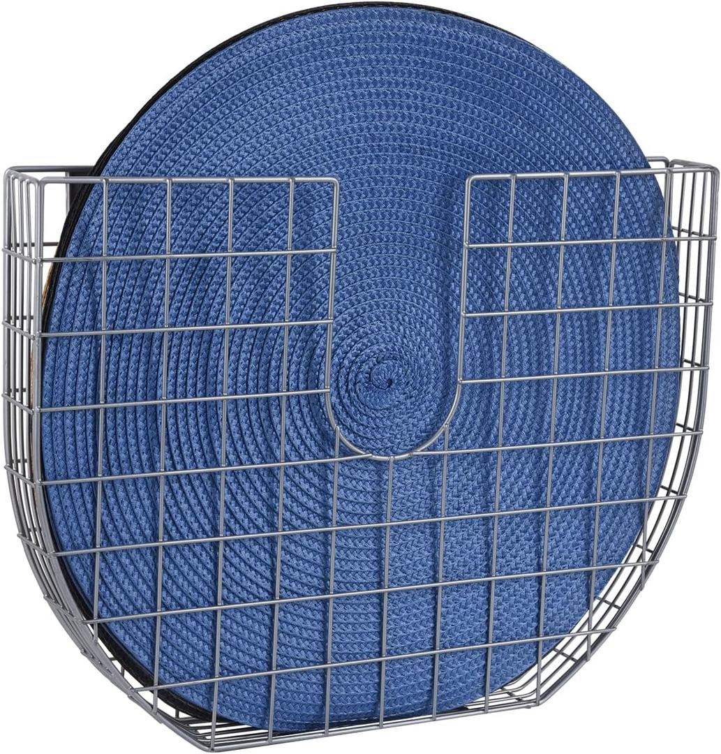 YeeBeny Round placemat holder, Placemat Holder, Placemat Pocket Wall File | Steel | Kitchen Organizer for Napkin Pad Storage, Drainable-15.74x1.96x11.81inches