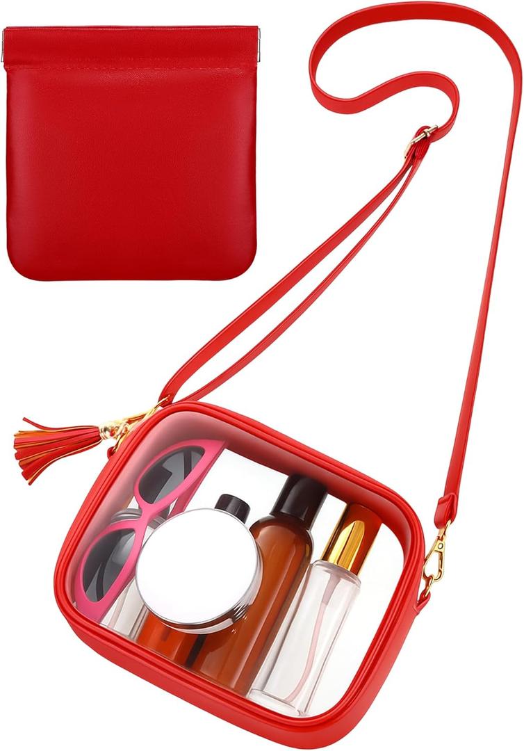 Amylove Clear Purse Stadium Approved Bag Small Crossbody Bag with Purse for Men Women for Concerts Sports Events (Red)