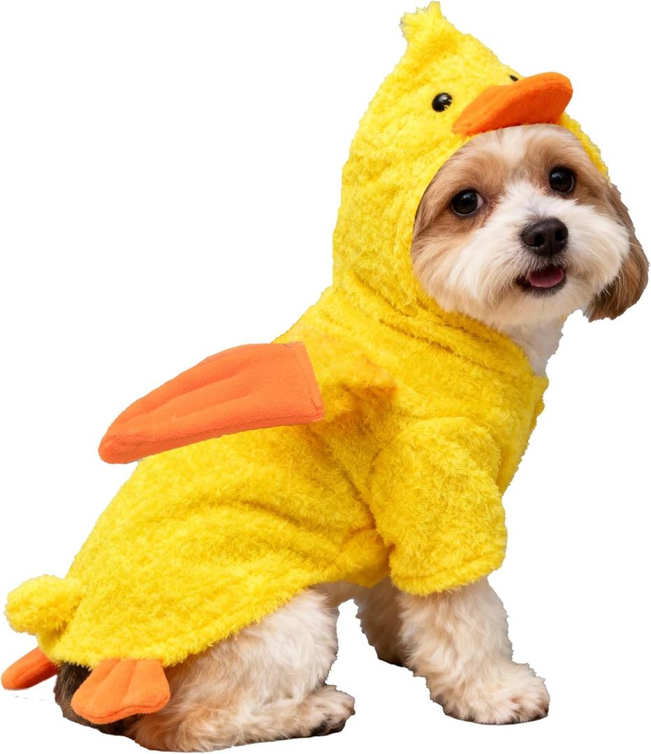 Pet Costume for Small Dogs Cats,Halloween Hoodies Winter Puppy Coat Outfits Funny Pajamas Clothes for Christmas Party,Duck M (Bust: 16.54 Inch)