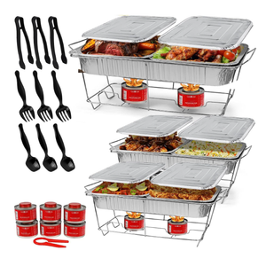 Large Full Size 33-Pcs Disposable Chaffing Buffet with-Covers, Utensils, Fuel Cans – Premium Chafing Dish Set for Events, Parties, Catering