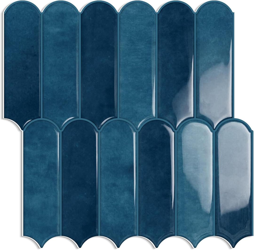 Blue Backsplash Tile Peel and Stick 12"x12" for Kitchen Bathroom Self Adhesive Wall Tiles (10-Sheet,Navy)