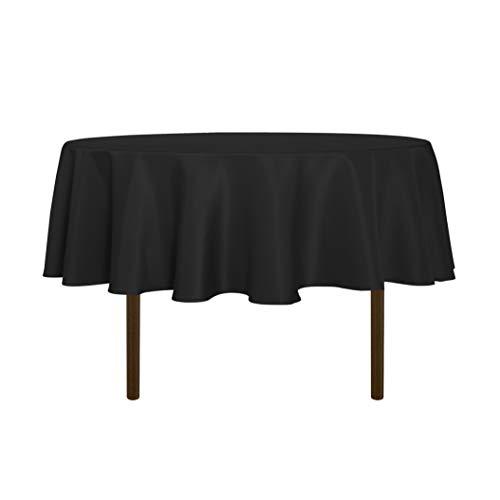 sancua Round Tablecloth - 60 Inch - Water Resistant Spill Proof Washable Polyester Table Cloth Decorative Fabric Table Cover for Dining, Buffet Parties and Camping, Black (Fits 20-48 Inch Tables)