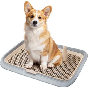 Dog Potty Tray, 23.6"x17.7" Indoor Pet Pee Pad Holder, Puppy Training Holder, Bathroom Dog Litter Box, Pet Toilet for Small and Medium Dogs, Housebreaking Supplies, Pet Products (Gray)