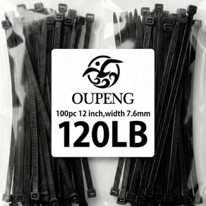 Zip Ties 12 inch Heavy Duty Cable Ties with 120 Pounds Tensile StrengthBlack Zip Ties100 Pack, Wire Ties for Indoor and Outdoor Use.