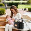 Stroller Organizer Caddy with Insulated Cup Holder & Detachable Phone Purse, Lightweight Universal Stroller Caddy for Busy Moms - Black