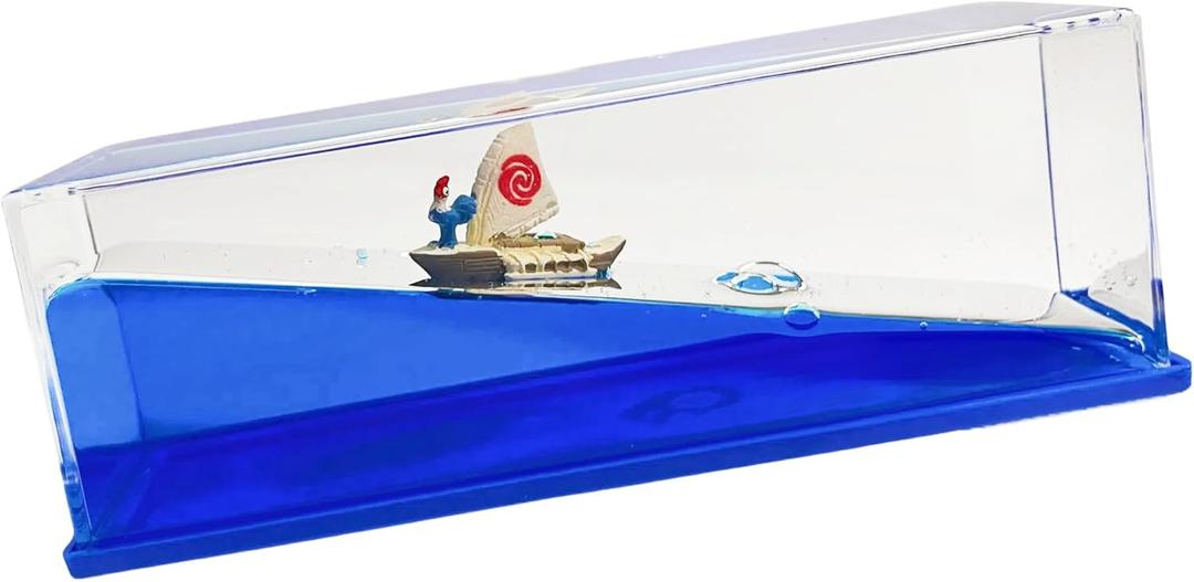 Honsheng Unsinkable Ship Boat in a Bottle BoxNon Sinking Anime Toy Boat Merch Acrylic Ship Fluid Drift Bottle Decorations Desk Ornament Decor for Fans Boys Girls Gifts (Yellow)