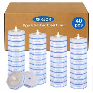 40 Count Toilet Wand Refills for Clorox Toilet Wand - Upgrade Fiber Toilet Brush, Toilet Scrubber Refill with 5X Cleaning Power, Disposable Toilet Brush Heads for Bathroom Cleaning, No Falling Apart