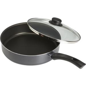 GoodCook Everyday Deep Sauté Pan with Lid, Aluminum Nonstick Construction, 11-Inch, Black