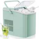 OLIXIS Ice Maker Machine with Handle,26lbs in 24Hrs,9 Ice Cubes in 6 Mins,Auto-Cleaning Portable Ice Maker with Basket and Scoop, Countertop Ice Maker for Home/Kitchen/Camping/RV, Green