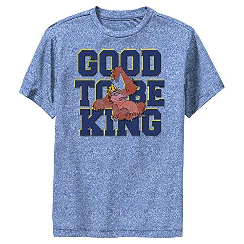 Disney Jungle Book Good to BE KING-1-DSJB00YMSC_01CSN Boys Short Sleeve Tee Shirt, Royal Blue Heather, Large