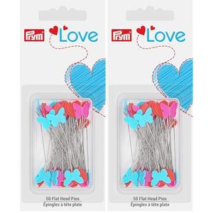 Prym Love Flat Head Pins, 50 Count (Pack of 2), Multicolor