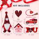 CRCZK Valentines Day Decor, 6pcs Valentines Gnome Tiered Tray Decoration Set, Buffalo Plaid Valentine Gnome Plush, 3 Valentine Wooden Signs, Valentine Bead Garland, Farmhouse Valentine Kitchech Decor