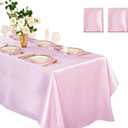 Horbaunal 2 Pack Light Pink Satin Tablecloth 60 x 102 Inches Rectangle Satin Table Cover Bright Silk Table Cloth Smooth Table Decoration for Wedding Party Banquet