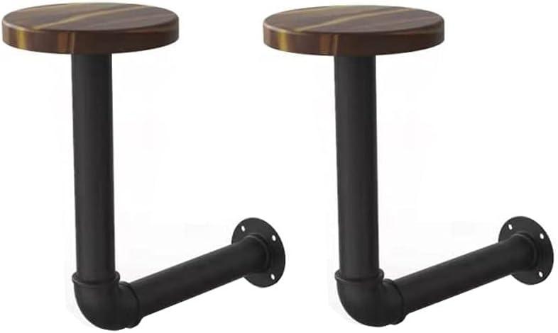 Cowboy Hat Rack -2 Pack Metal Pipe & Brown Wood Wall-Mounted Hat & Wig Holder, Helmet Holder,for Coats, Hats, Caps (2 Black)