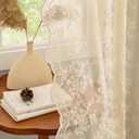 YJ YANJUN Vintage Lace Curtains 63 Inch Length Antique Chic Floral Beige Sheer Curtain Panels with Scalloped Edges for Bedroom Dining Room Rod Pocket French Country Crochet Drapes W52 X L63 2 Panels