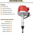 HEI Ignition Distributor 6522R with Red Plug Wires Compatible with Chevy Inline 6 Cylinder 230 250 292, Amc/Jeep 232&258 1956-1990 Replace# 164-15AZ, 841697, 301697