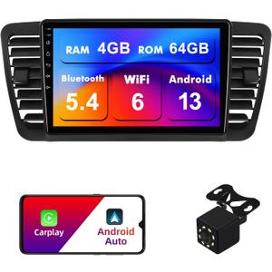 4+64G Android 13 Double Din Car Stereo for Subaru Legacy Outback 2005-2009 with 9 Inch Touchscreen Radio Built-in Wireless Carplay/Android Auto/GPS/Bluetooth/FM/Steering Wheel Controls/Backup Camera