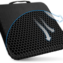 Gel Seat Cushion, for Long Sitting -Double Thick Gel Seat Cushion Breathable Honeycomb Chair Cushion with Non-Slip Cover for Office Chair Car, Wheelchair, Long Trips,Relief Sciatica Pain