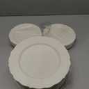 U-QE 100 Pieces Ivory Plastic Plates for Party - Ivory Disposable Plastic Plates - Heavy Duty Disposable Platos Including 50 Dinner 10 '' & 50 Dessert 7.5 '' for Weddings