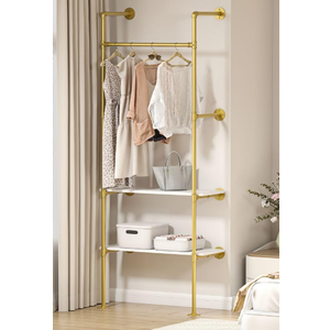 DABILONGC Industrial Pipe Clothing Rack with 2 Shelves
